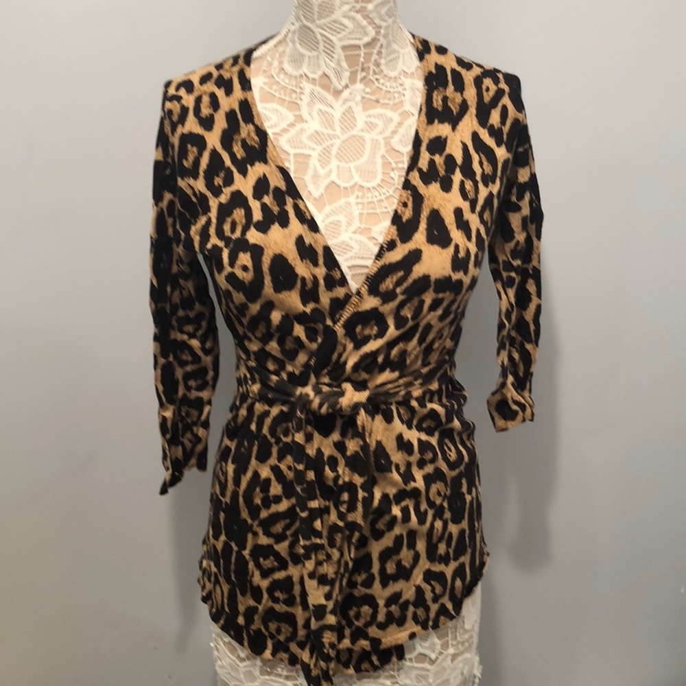 INC Leopard Wrap Sweater